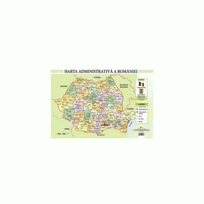 Harta administrativa a Romaniei-Plansa format A4