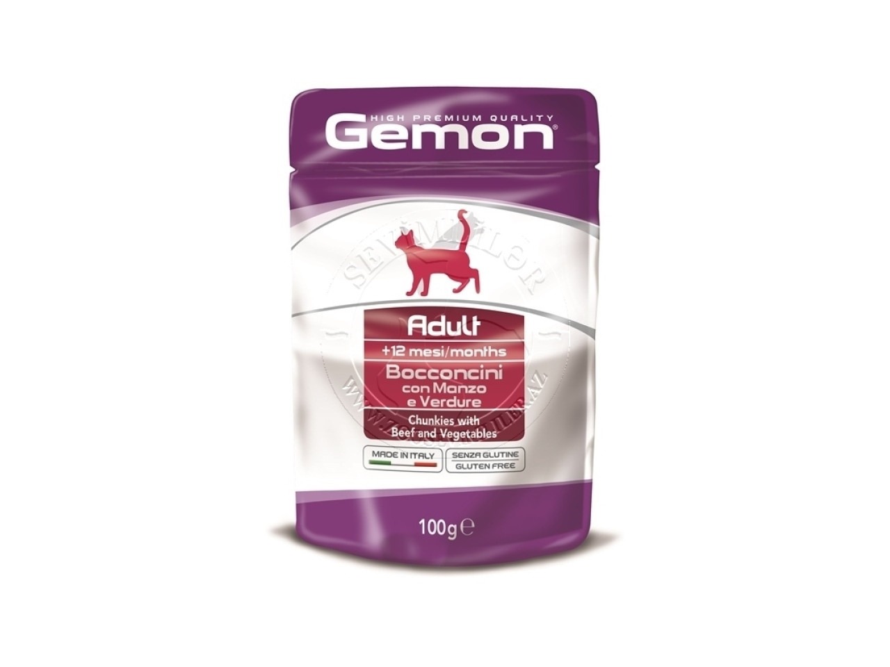 Monge Hrana Umeda Pentru Pisici, Gemon Adult, Cu Vita/Legume, 100 g