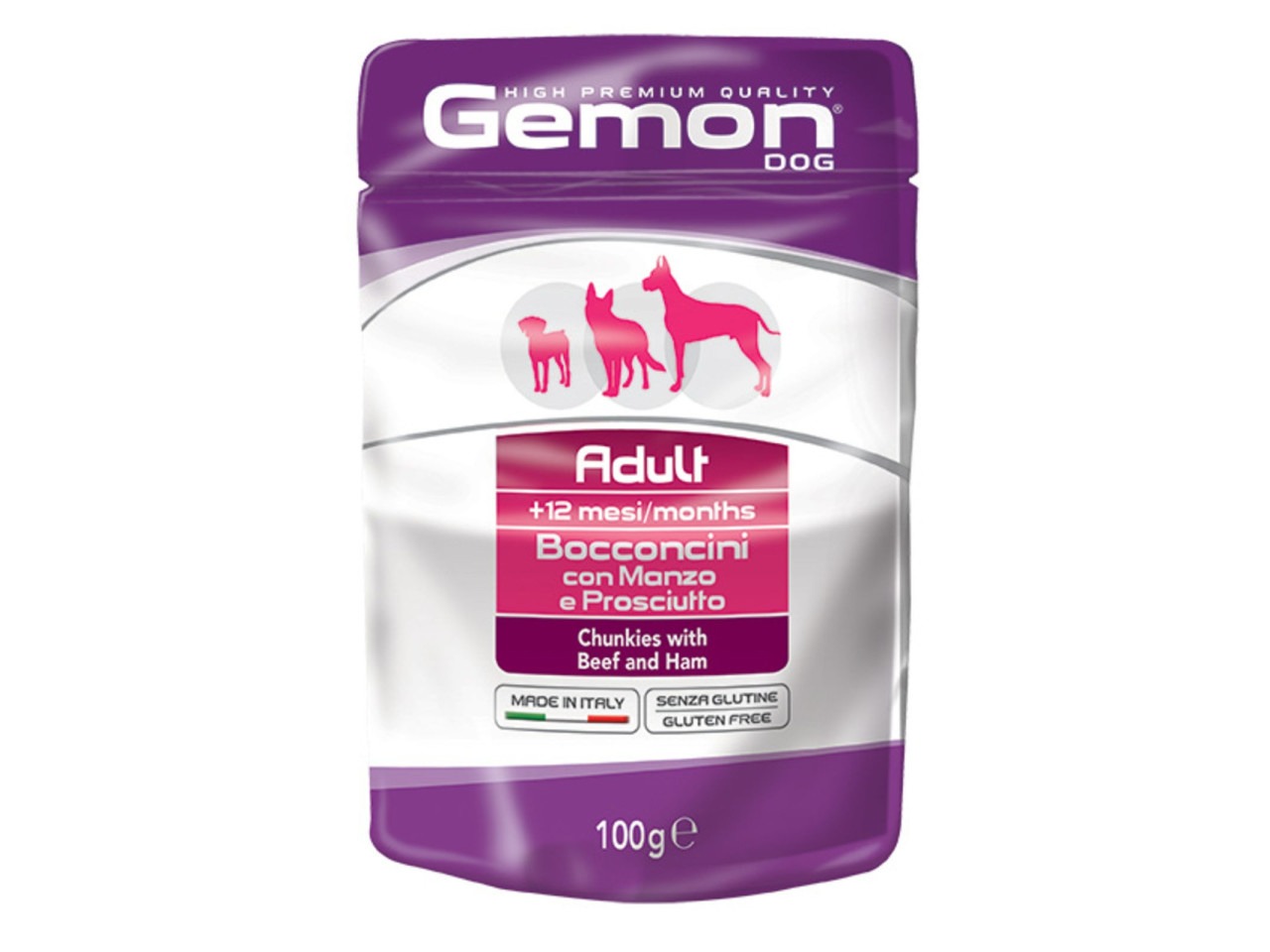 Monge Hrana Umeda Pentru Caini, Gemon Adult, Vita Si Sunca, 100 g