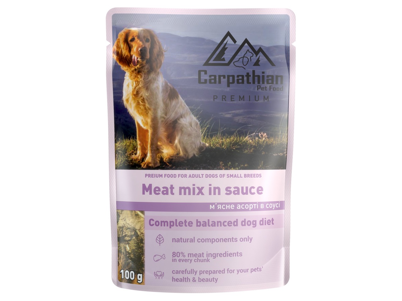 Carpathian Hrana Umeda Pentru Caini, Premium Adult, Mix Carne In Sos, 100 g