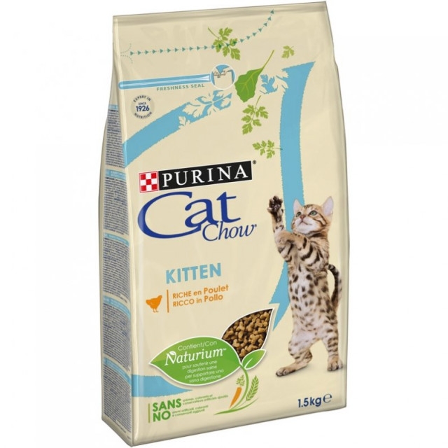 Hrana uscata pentru puii de pisica, bogata in Pui, 1.5 kg, PURINA CAT CHOW Kitten