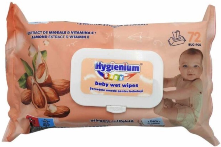 Servetele Umede cu Extract de Migdale si Vitamina E, 72 buc, Hygienium Baby