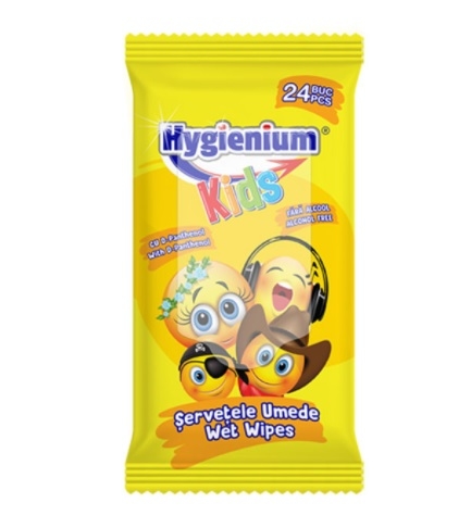 Hygienium Kids Servetele umede maini fara alcool Emoji, 24 buc