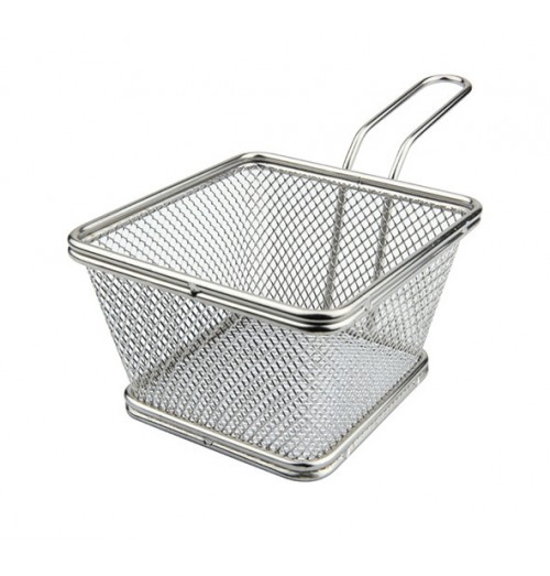 Mini cos metalic pentru servire, inox, dimensiune 120x120x70h mm