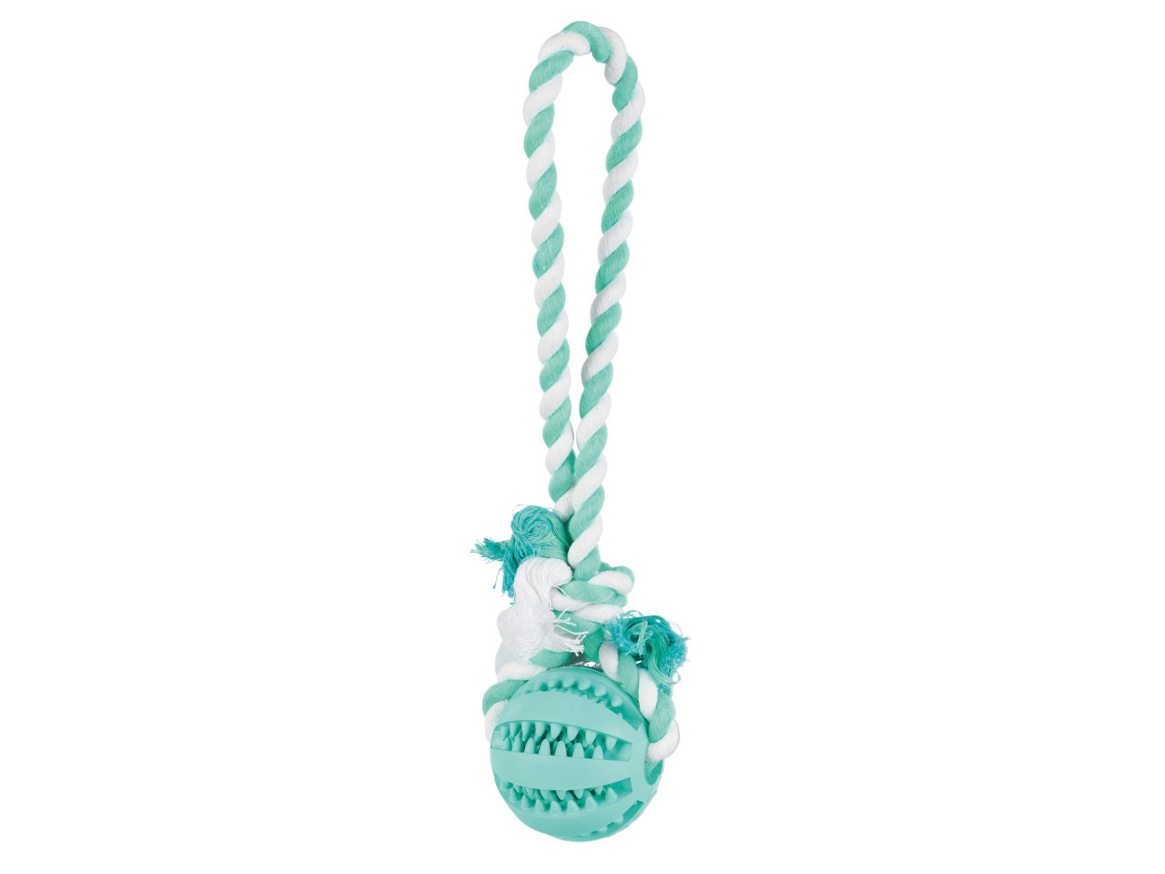 Trixie Jucarie Pentru Caini, Denta Fun, Minge De Cauciuc Pe Sfoara, Aroma Menta, 7/24 cm, 3299