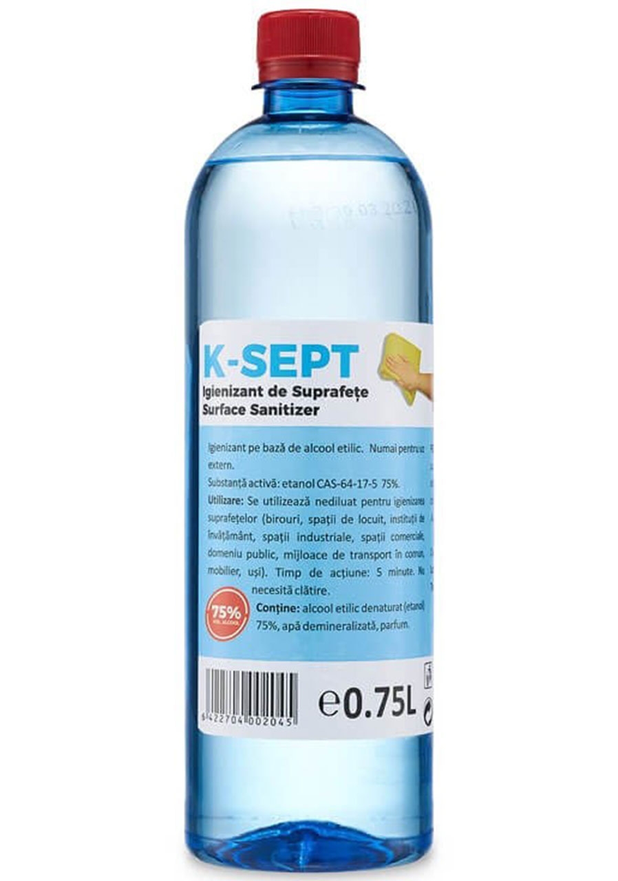 K-SEPT Virucid Dezinfectant suprafete pe baza de alcool 75%, 750 ml