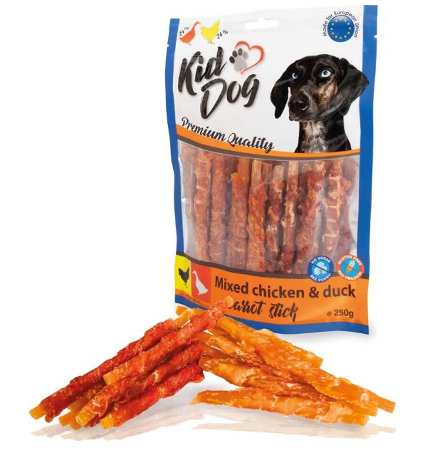 Recompense Pentru Caini, Mix, Betisoare De Morcov Invelite Cu Pui Si Rata, 250 g, A04598