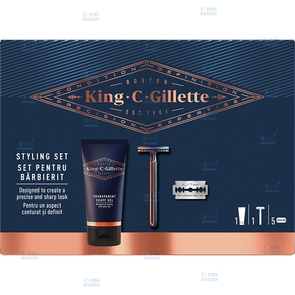 KING C.GILLETTE GEL RAS150+APARAT+5LAME SET CADOU