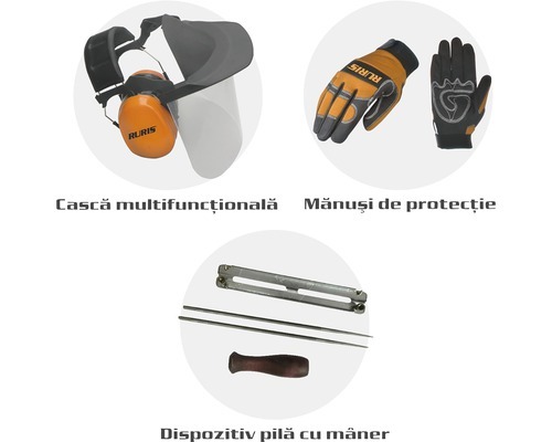 Kit Motoferastrau {Casca Multifunctionala, Manusi, Dispozitiv Pila Cu Maner}