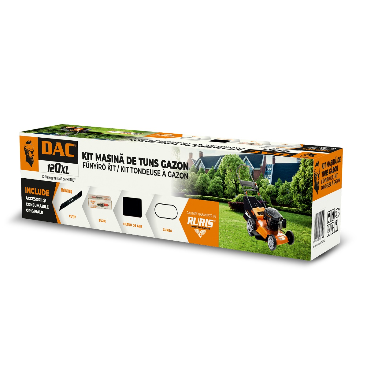 Kit Masina De Tuns Gazon Dac120Xl {Cutit Functie Mulching, Curea, Filtru Aer, Bujie, Kit Surub}