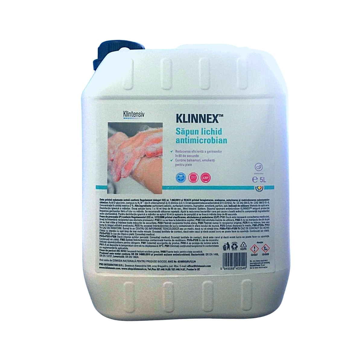 Klintensiv Klinnex Biocid Sapun lichid antimicrobian 5 L, avizat Ministerul Sanatatii