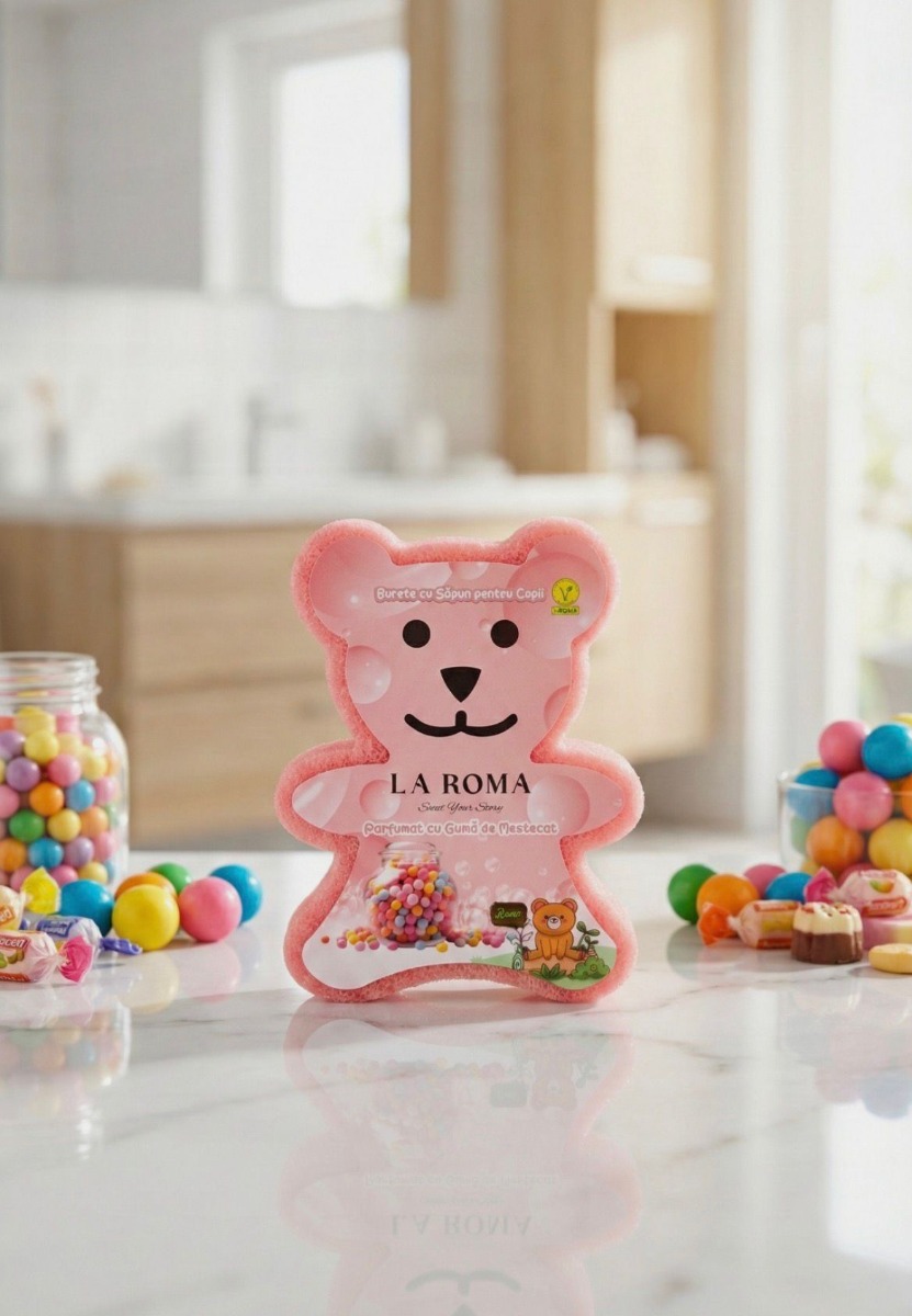 Burete cu sapun vegan, 150g, Ursulet, Parfumat cu Guma de Mestecat, La Roma