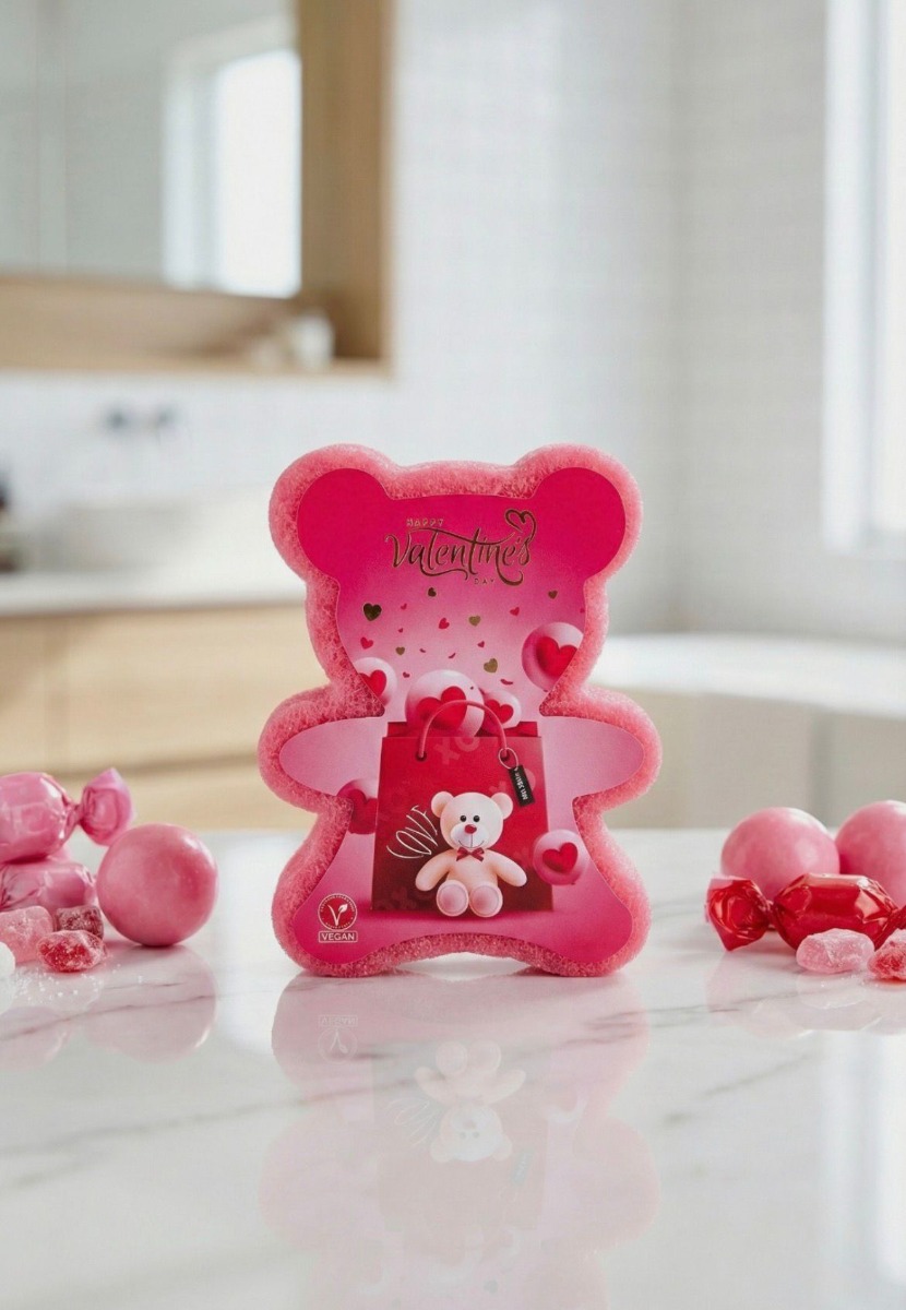 Burete cu sapun vegan, 150g, Ursulet, Happy Valentines Day, La Roma