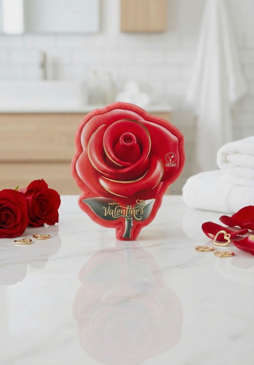 Burete cu sapun vegan, 110g, Trandafir, Happy Valentines Day, La Roma