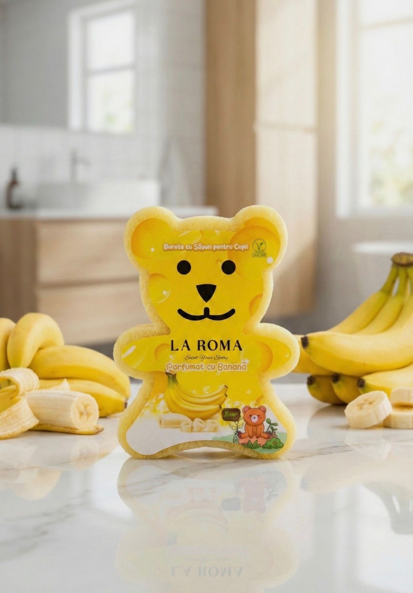 Burete cu sapun vegan, 150g, Ursulet, Parfumat cu Banana, La Roma