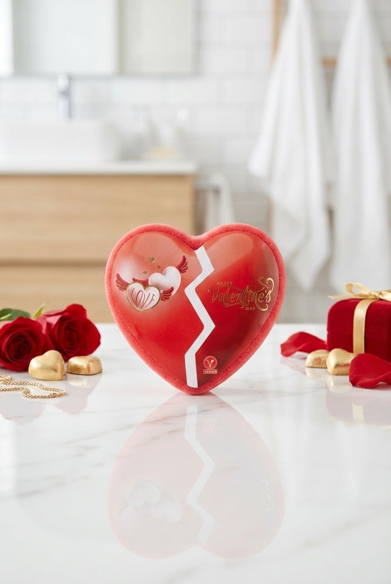 Burete cu sapun vegan, 130g, inimioara, Happy Valentines Day, La Roma