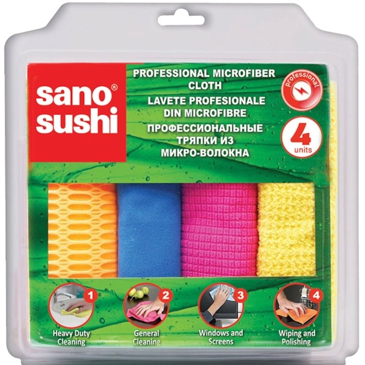 Lavete microfibra Sano Sushi, 4 buc