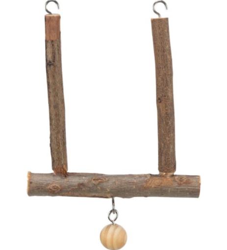 Leagan Trapez Pentru Pasari, Lemn De Scoarta, 12X15 cm, 5831