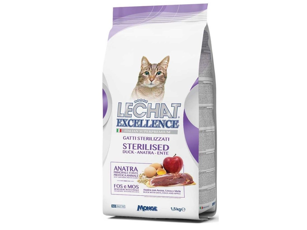 Monge Hrana Uscata Pentru Pisici, LeChat Excellence Steril, Cu Rata, 1.5 kg