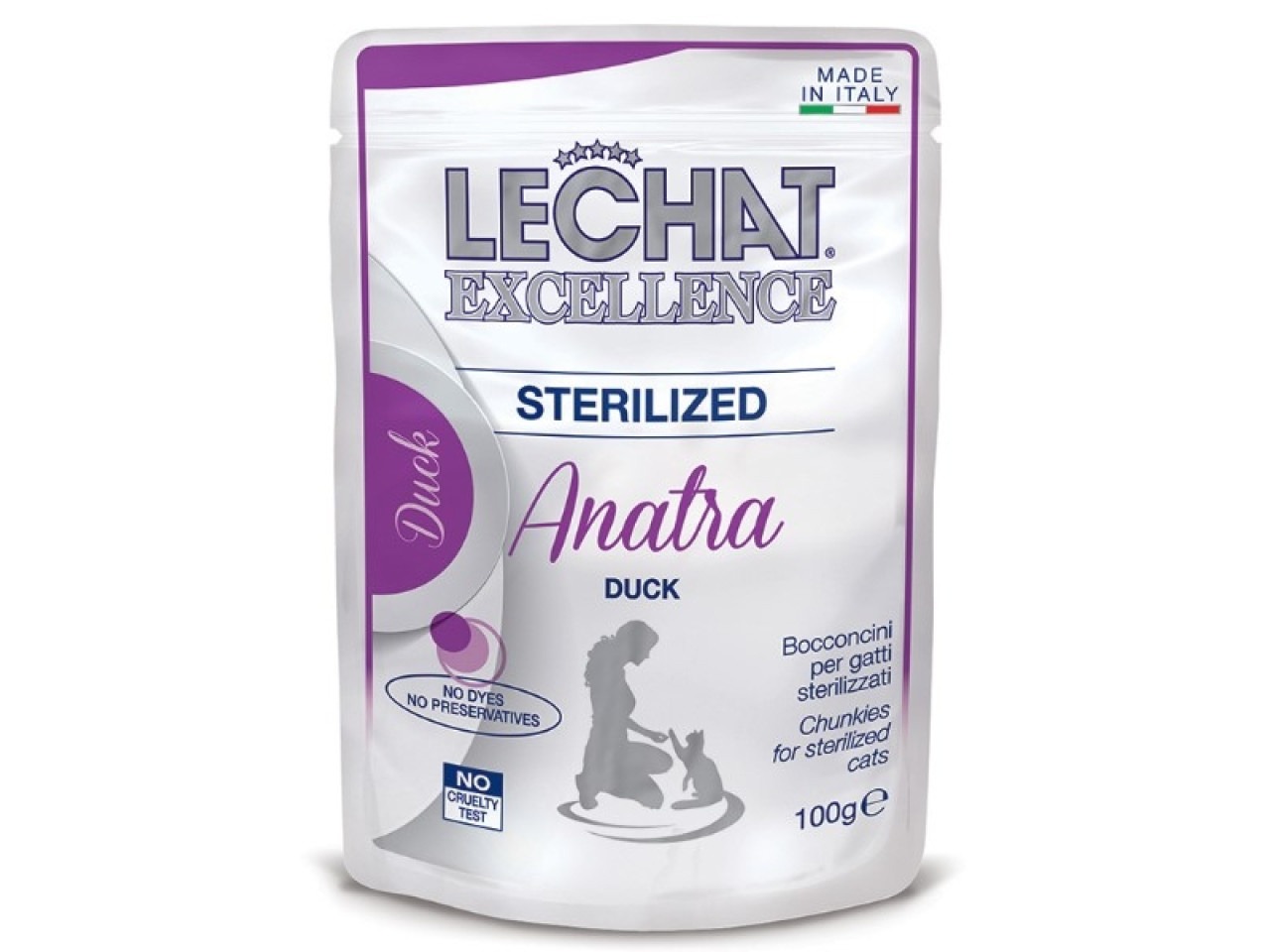Monge Hrana Umeda Pentru Pisici, LeChat Excellence Steril, Cu Rata, 100 g