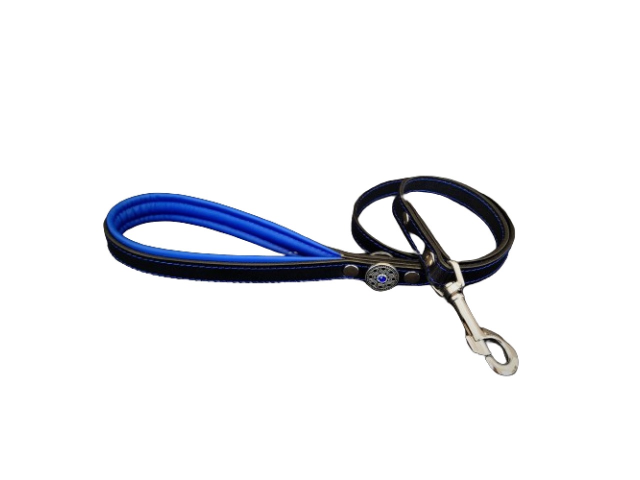 Bestia Lesa Bijou, Piele Naturala, 110 cm/2 cm, Negru/Albastru