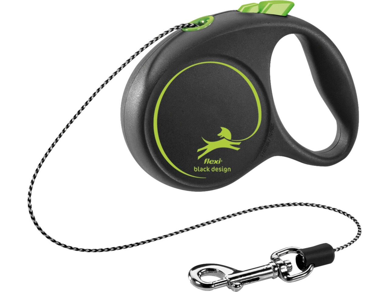 Flexi Lesa Black Design, Snur, XS: 3 m/8 kg, Verde, 12244