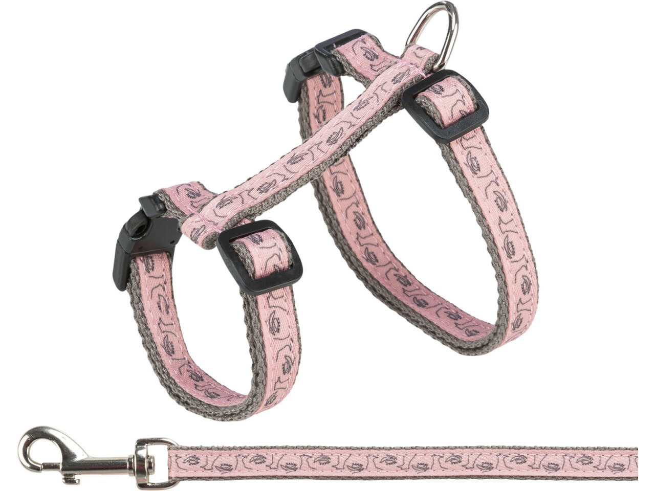 Trixie Ham Si Lesa Pentru Pisici, 27-45 cm/13 mm, 1.20 m, Roz/Gri, 41873