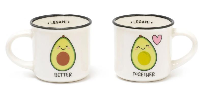 Set 2 cesti de portelan - Espresso pentru 2- Avocado, Legami