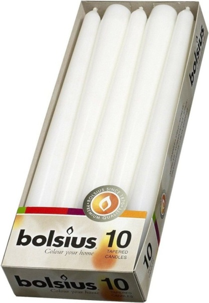 Lumanare conica Bolsius 10 buc, Alba