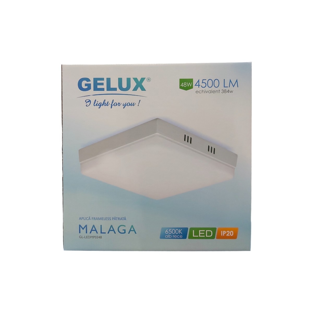 MALAGA PLAFONIERA PATRATA 48W 300X300X45 MM 4500LM 6500K
