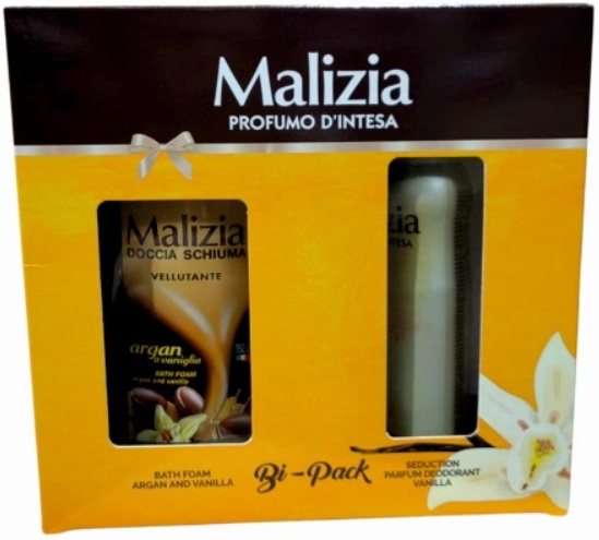SET CADOU VANILLA&ARGAN DEODORANT+GEL DE DUS 200ML, MALIZIA