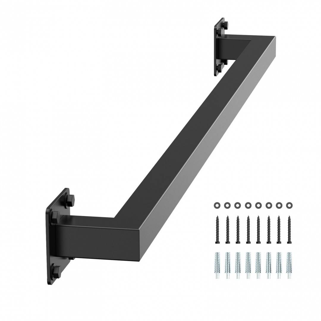 Mana curenta pentru scari, otel, Vivatechnix Negru Mat, lungime 1215 mm, Teava patrata 30x30 mm, Negru