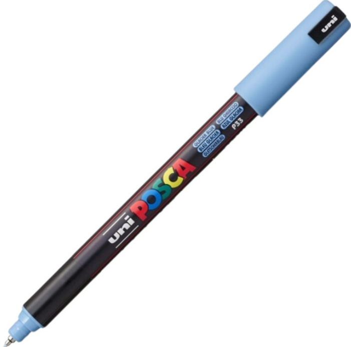 Marker UNI PC-1MR 0. 7 mm varf metalic fin albastru glaciar Posca