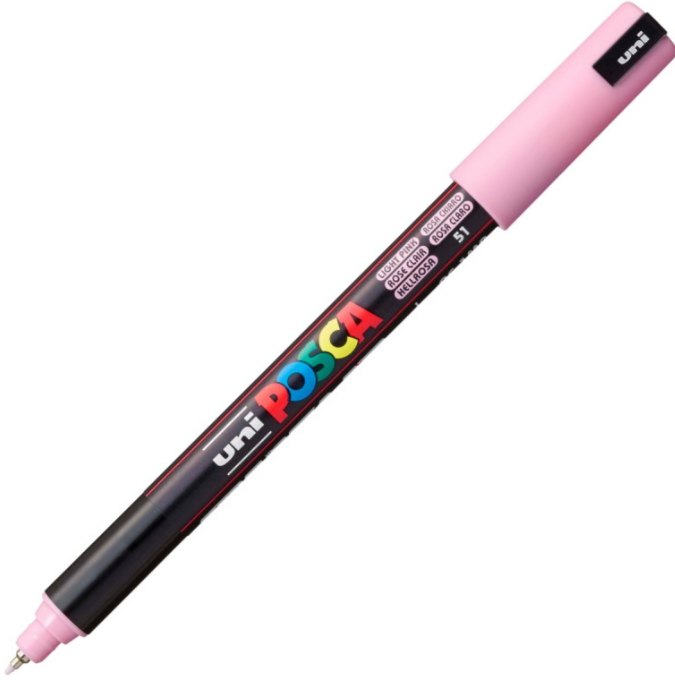 Marker UNI PC-1MR 0. 7 mm varf metalic fin roz deschis Posca