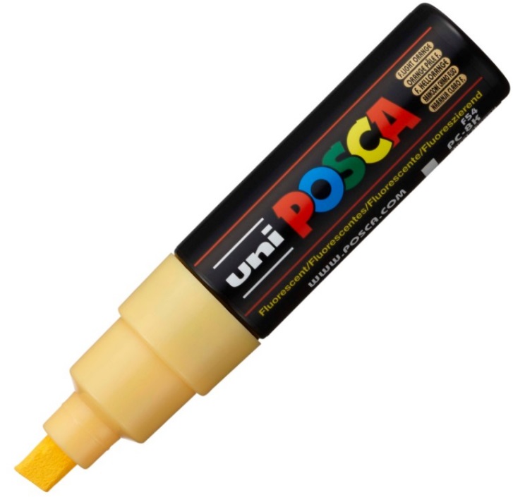 Marker UNI PC-8K 8. 0 mm varf tesit portocaliu deschis fluorescent Posca