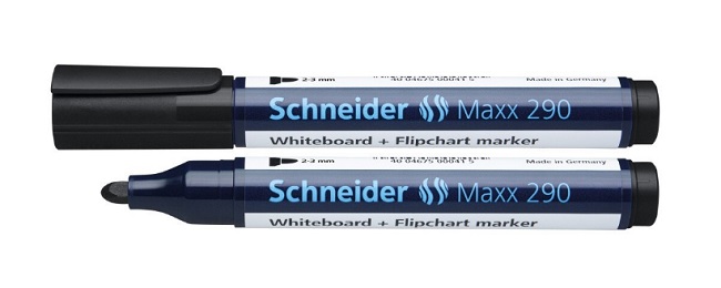 Marker SCHNEIDER Maxx 290, pentru tabla de scris+flipchart, varf rotund 2-3mm - negru
