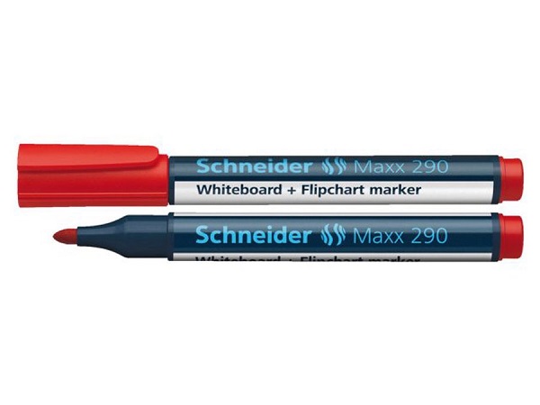 Marker SCHNEIDER Maxx 290, pentru tabla de scris+flipchart, varf rotund 2-3mm - rosu