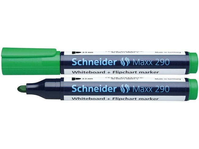 Marker SCHNEIDER Maxx 290, pentru tabla de scris+flipchart, varf rotund 2-3mm - verde