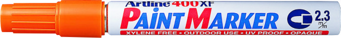 Marker cu vopsea ARTLINE 400XF, corp metalic, varf rotund 2.3mm - portocaliu