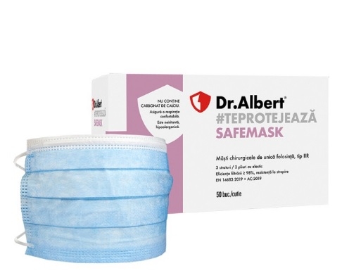 Masti medicale tip 2R albastre 50 buc banda elastica, Dr. Albert - Safemask
