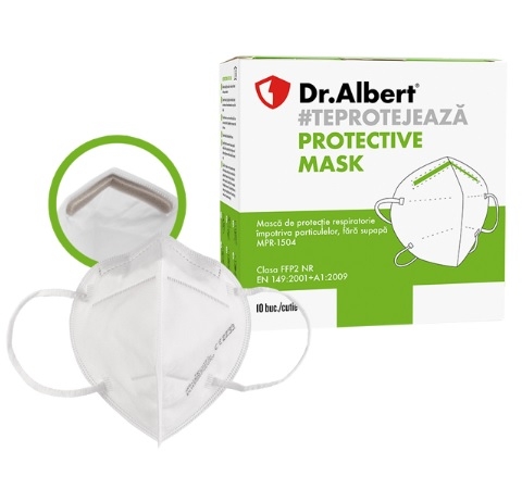 Masti unica folosinta FFP2 albe 10 buc (cu burete), Dr. Albert - Protective Mask