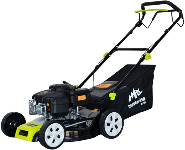 Masina tuns iarba/gazon autopropulsata MESTERINO BJXSM46-139, motor LONCIN 4 timpi, 3.3 cai, sasiu metal, latime taiere 46 cm, 8 nivele de taiere, sac colector 55 litri