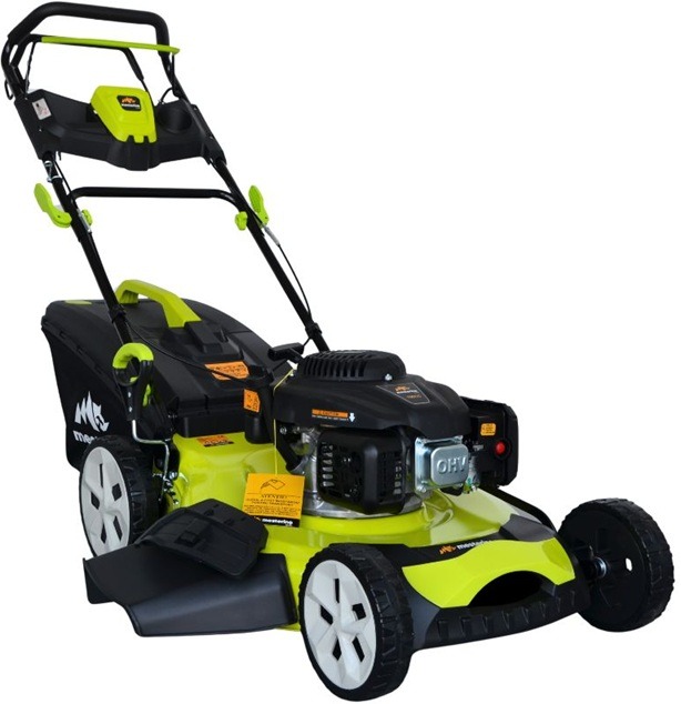 Masina tuns iarba/gazon autopropulsata MESTERINO BJXPM56-196, motor LONCIN 4 timpi, 5.5 cai, sasiu metal, latime taiere 56 cm, 8 nivele de taiere, sac colector 60 litri, evacuare lateral si mulcire