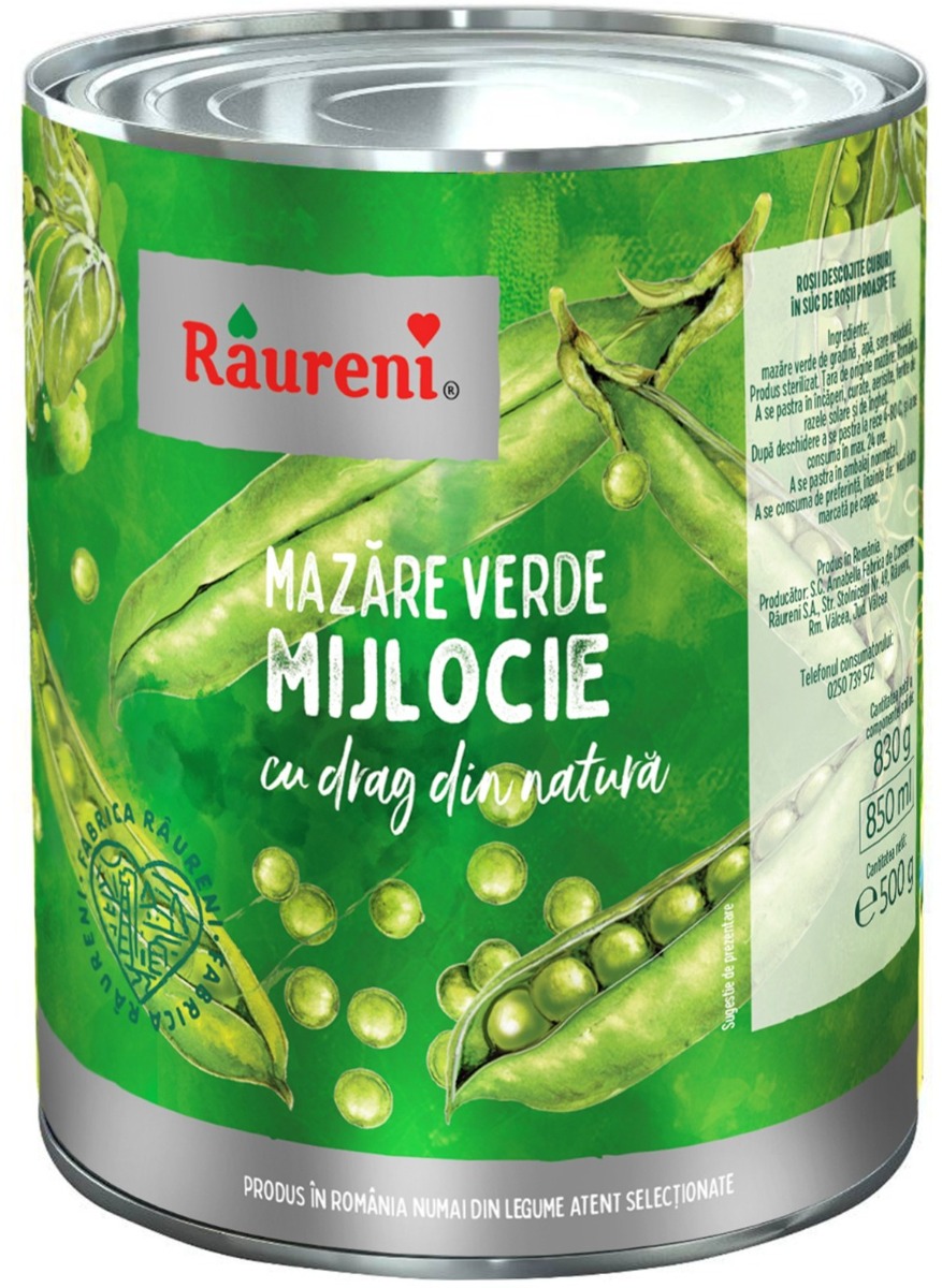 Mazare mijlocie cutie 830g, Raureni