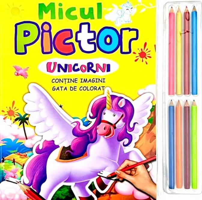 Micul pictor. Unicorni. 8 creioane colorate