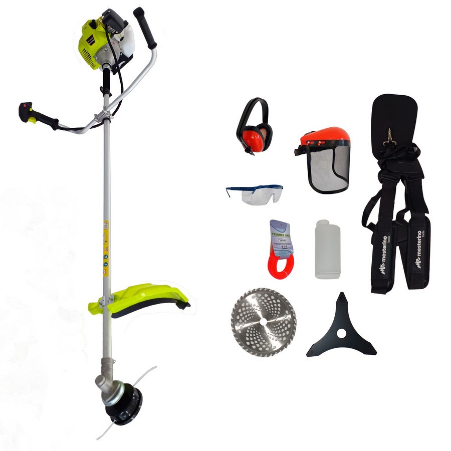 Motocoasa de umar pe benzina MESTERINO TOOLS NT-BC430A, motor in 2 timpi, 43cc, 2 CP, turatie maxima 10000 rpm 10 accesorii