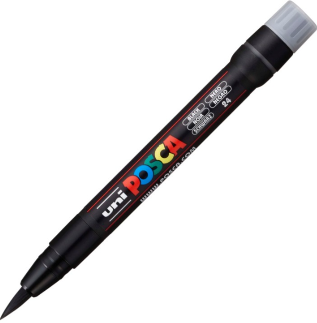 Marker pensula UNI Brush PCF-350 K negru Posca M425