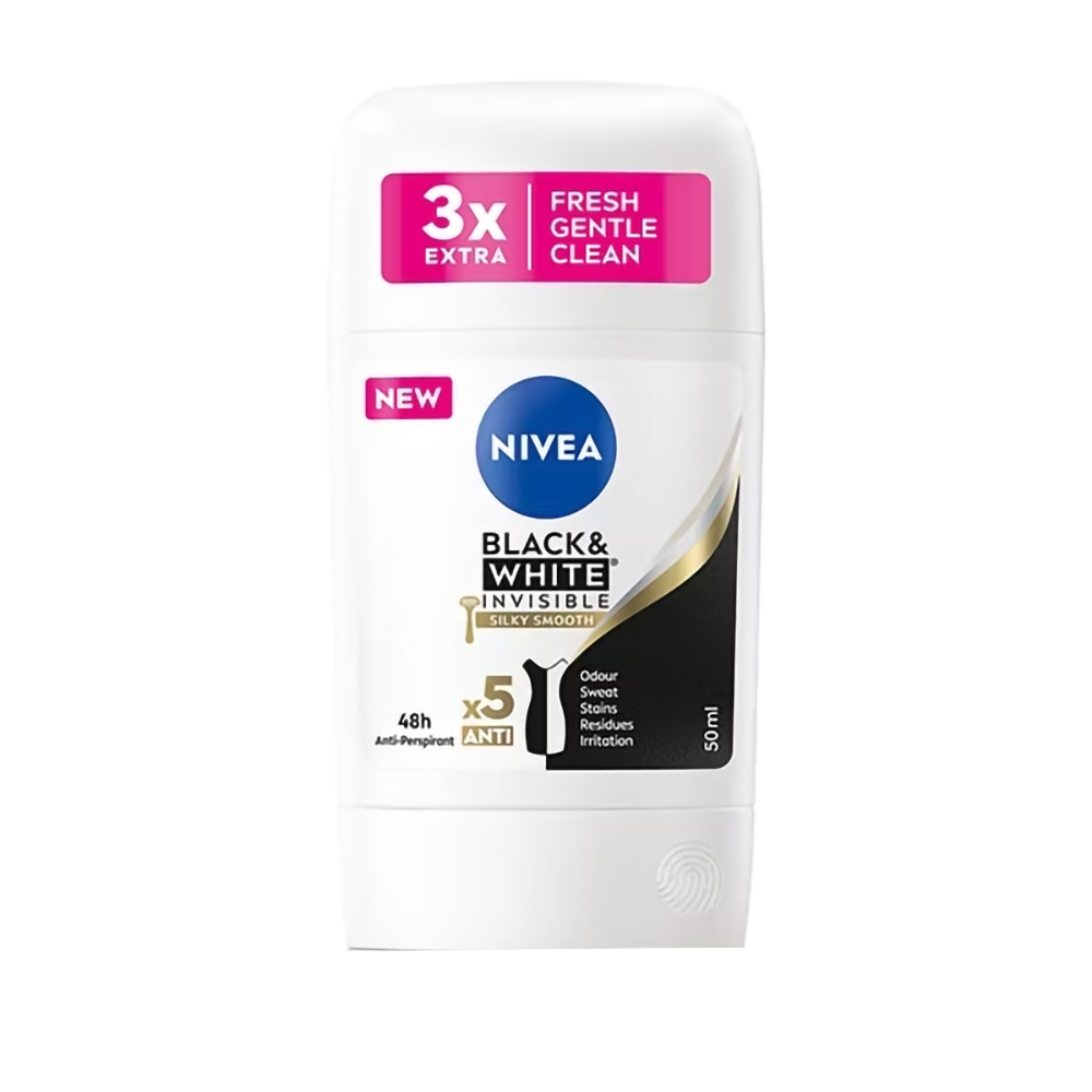 NIVEA DEO STICK 50ML 3X B&W SILKY SMOOTH 48H