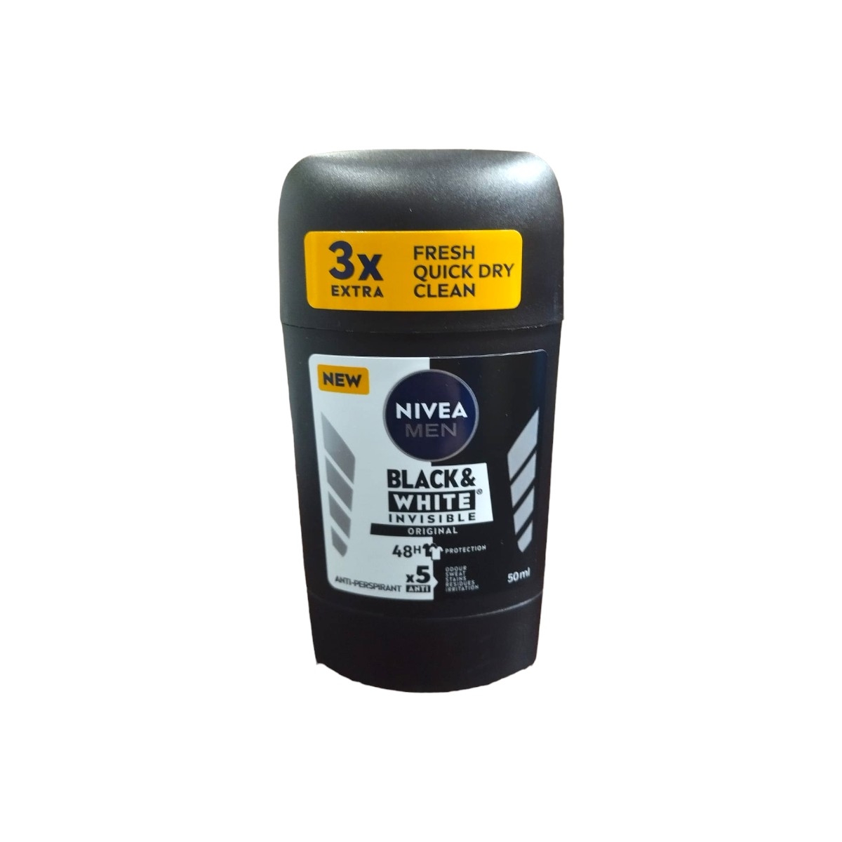 NIVEA MEN DEO STICK 50ML 3X B&W INVISIBLE ORIGINAL 48H
