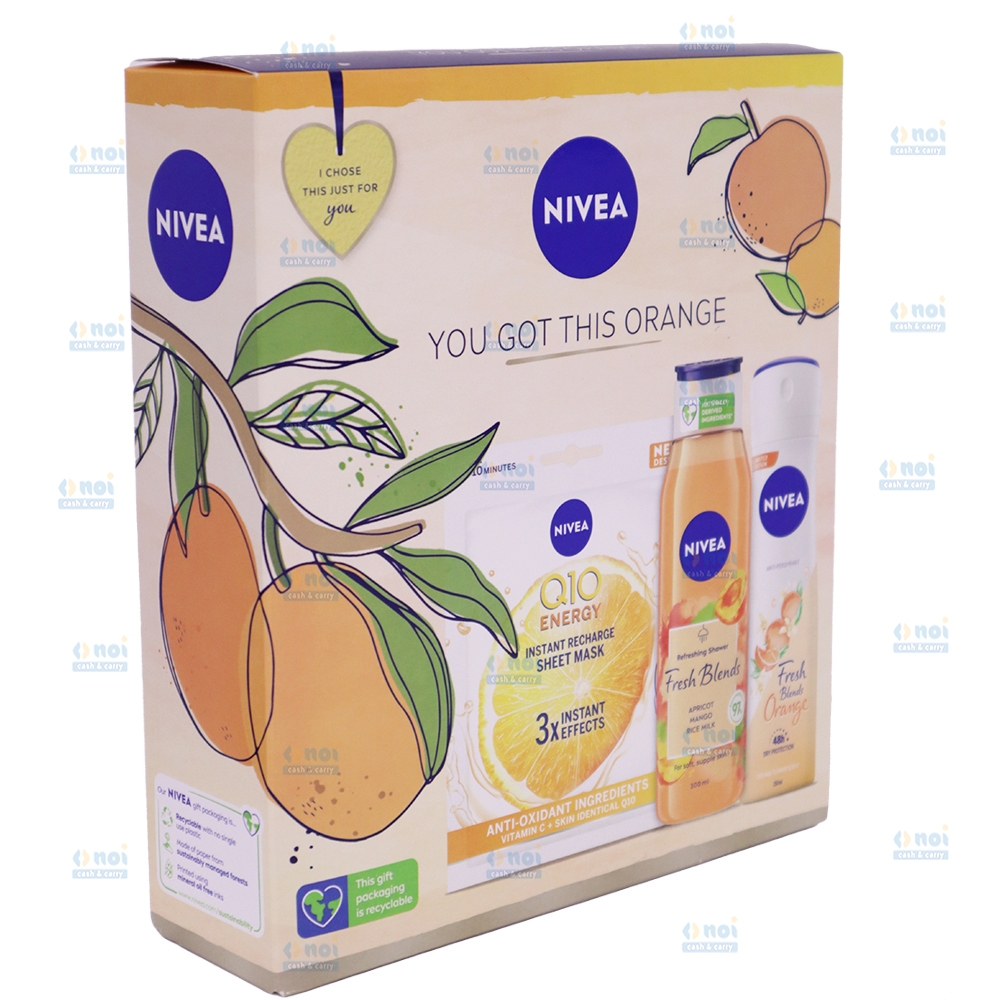 NIVEA YOU GOT THIS ORANGE MASCA SERVETEL+GEL DUS 300+DEO SPRAY150 SET CADOU